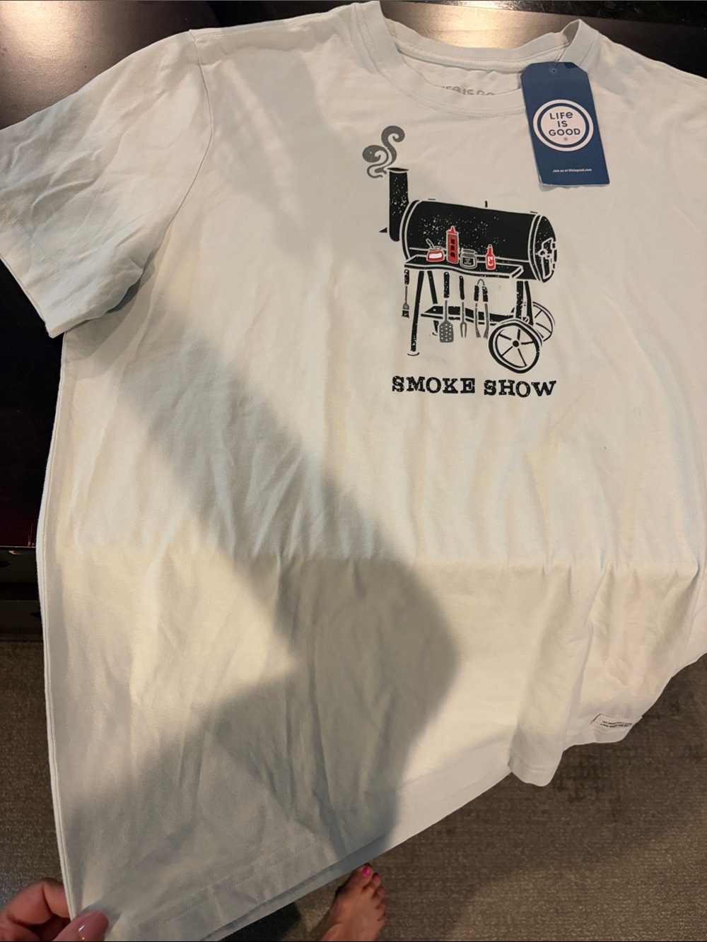 Life Is Good White "Smoke Show" Grill Graphic Tee
